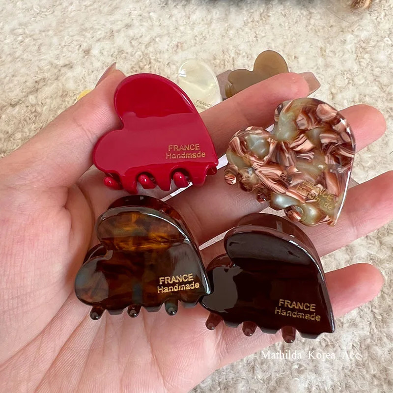35cm Small Hair Claw Acetate Hair Crabs for Girls Cute Heart Shaped Hairclips Women Hair Accessories Hairpins Clips260528BJ - view 3