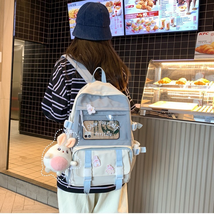 Korean-style college-style backpack with a balance of sweet and salty colors suitable for energetic girls for outings classes and commuting 230720