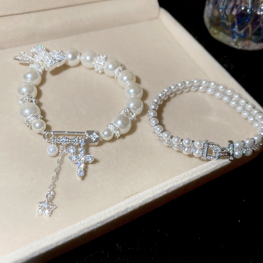 Zircon Bowknot Pearl Bracelet French Vintage Elegant Style Luxurious High-End Jewelry - view 6