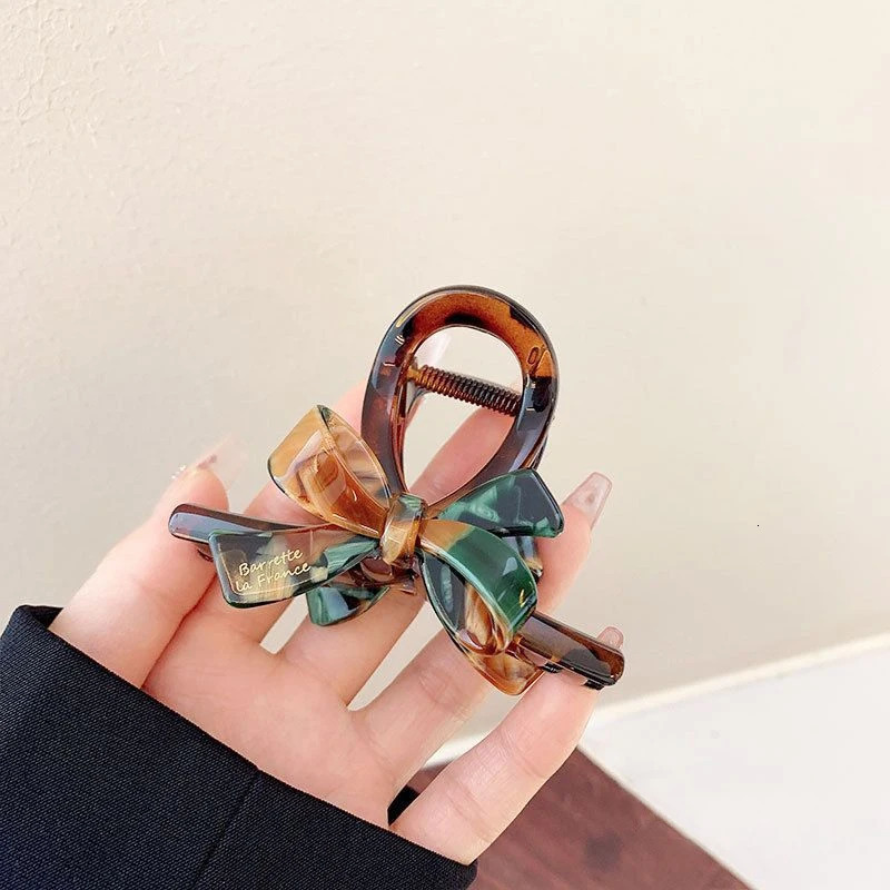 1/2pcs Enamel oil painting bow shark clip temperament high-end back of the head disc hair clip acrylic clip260528BJ