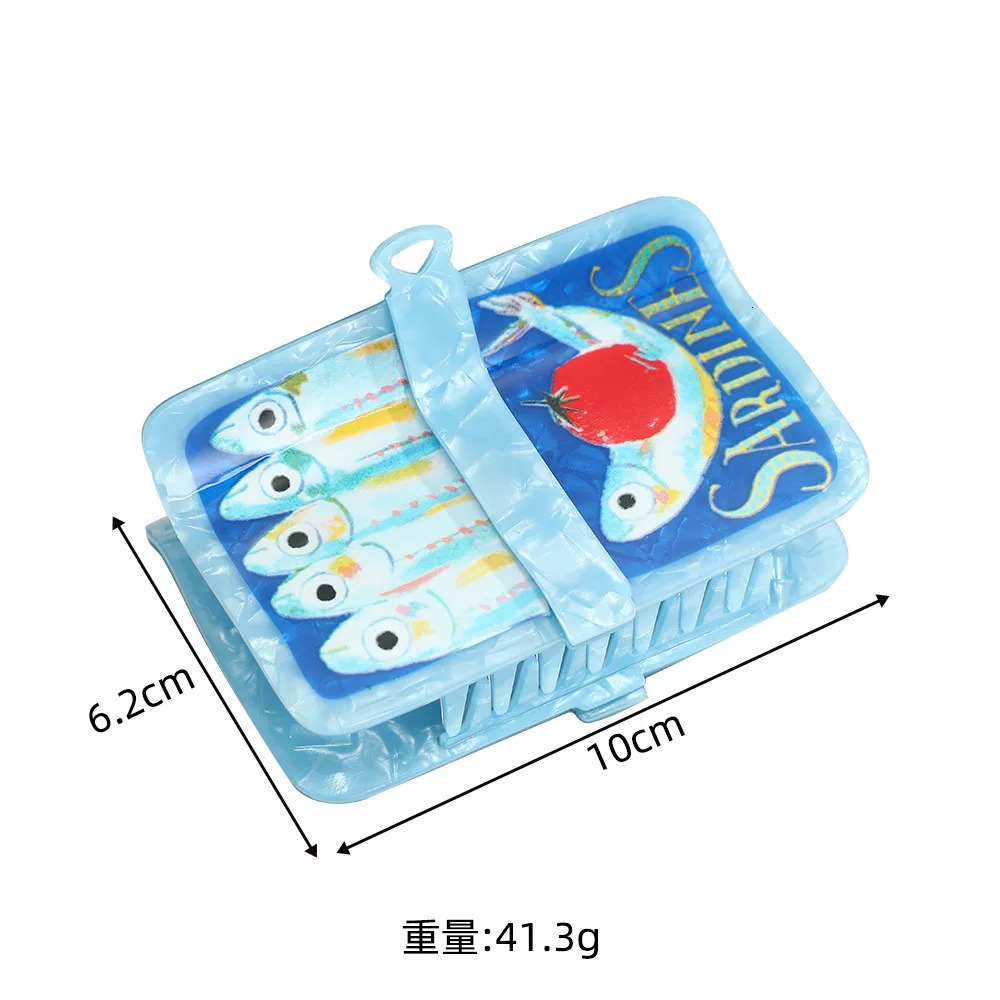 NC Creative Sardine Canned Hair Claw Acrylic Square Small Fish Claw Clips INS Trendy Hair Accessories for Women Girls260528BJ - view 6