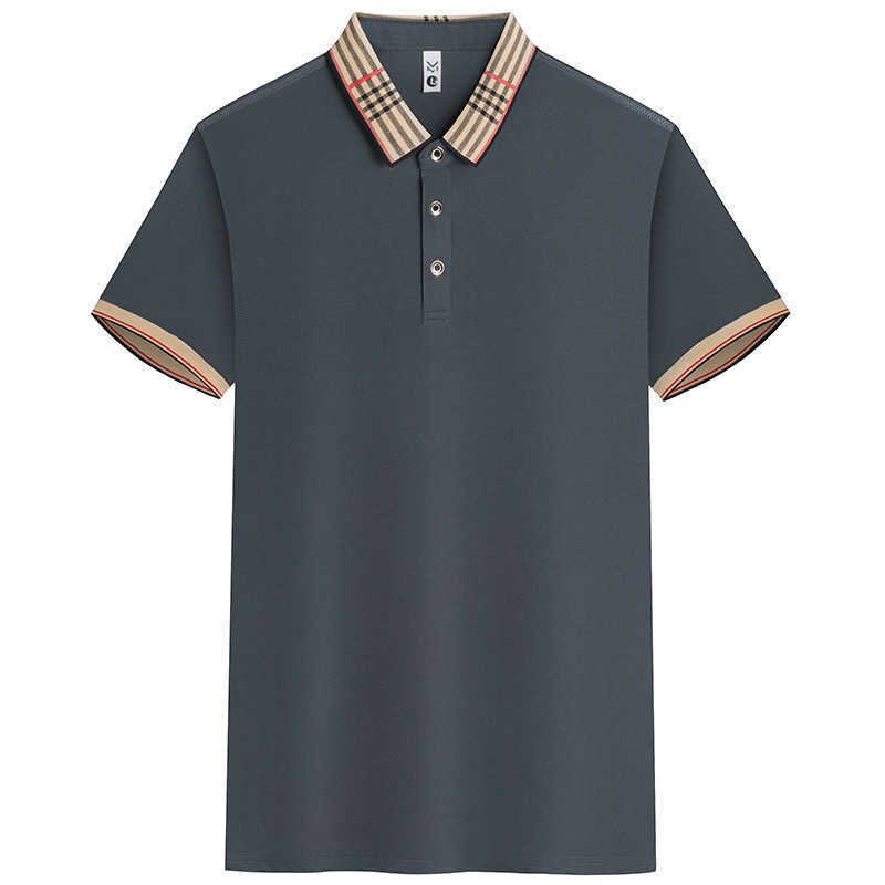 Summer Mens Short Sleeve Business Light Luxury Turn-Down Collar T-Shirt Breathable Casual Versatile Top Polo Shirt