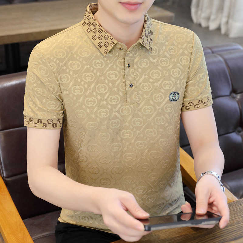 Summer Polo Shirt High-End Ice Silk Short T-Shirt Trendy Brand Thin Half Sleeve Tee Cool Youth Mens Top