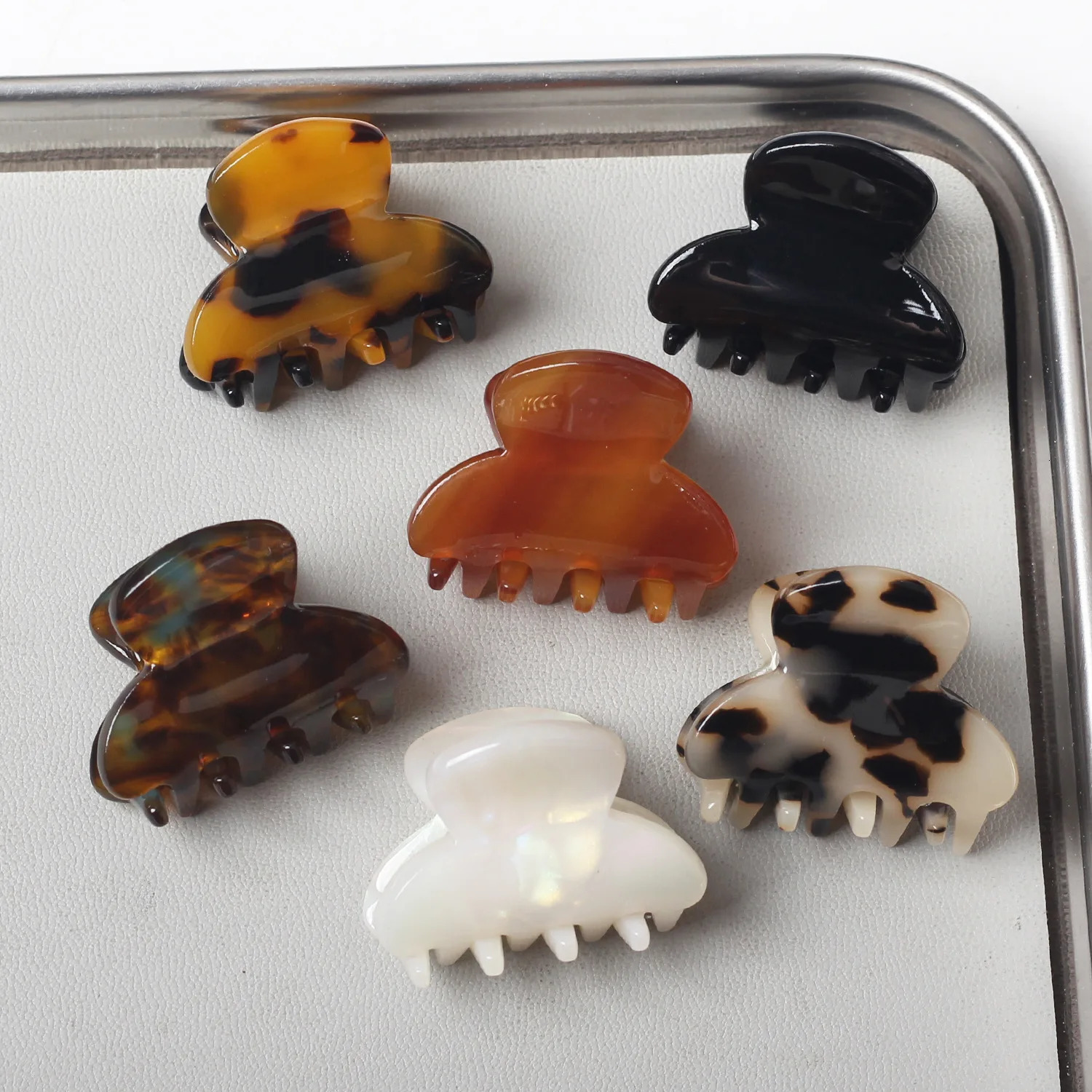 2Pcs/set Small Mini Hair Claws Sweet Acetate Hair Clips for Women Girl Barrettes Crab Clamp Ponytail Hairpin Fashion Accessories260528BJ