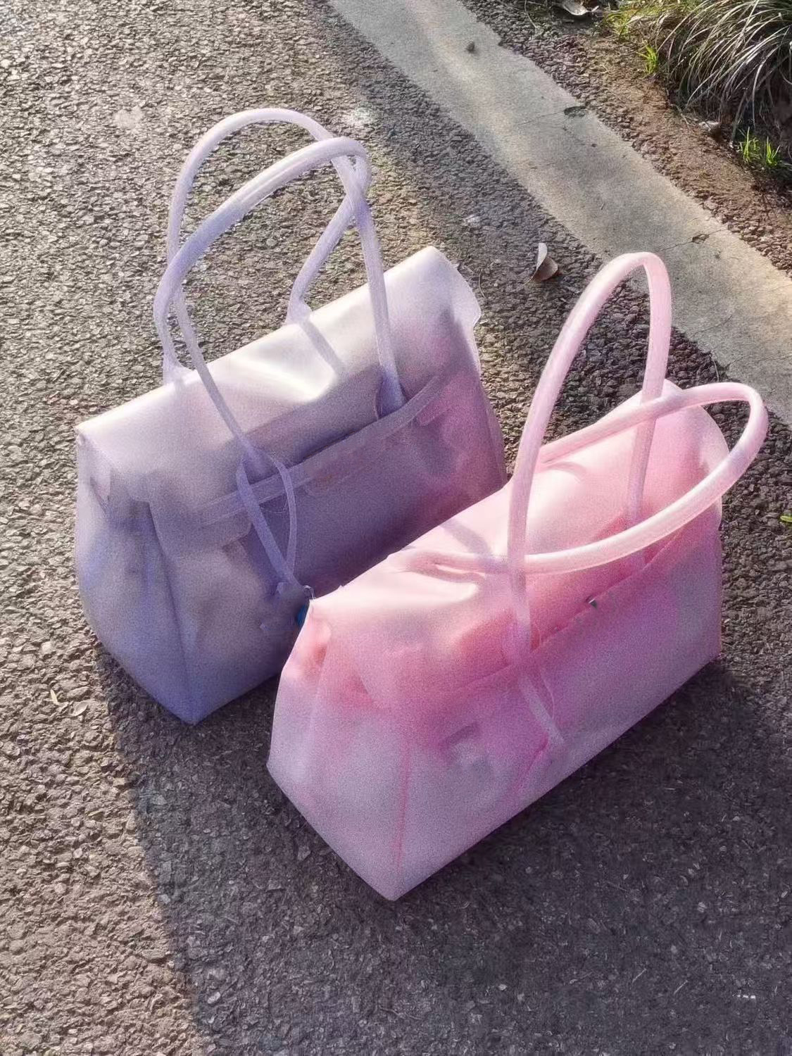 2026 same style jelly new summer commuter tote fashionable transparent large capacity underarm bag for women 26*33*12cm