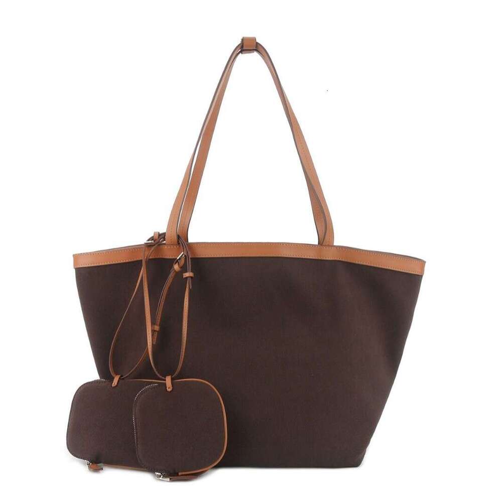 Women Canvas Tote Handbag Large Capacity Top Layer Cowhide Double Sided Commuter Shoulder Crossbody Bag SENYY