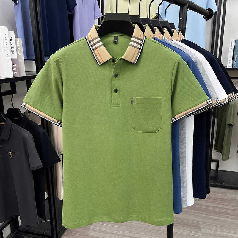 Casual comfortable trendy fashionable short-sleeved mens POLO shirt with a contrasting collar T-shirt for live streaming00