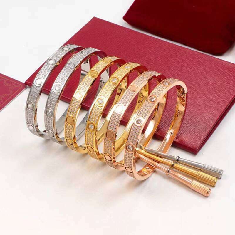 2026 Famous Brand Designer Stainless Steel Fashion 18k Plated Rose Gold Diamond Bangle Love Screw Bracelet