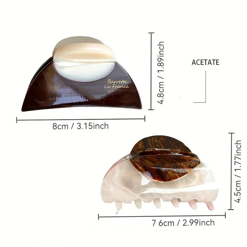 2025 Elegant Vintage French Hair Clip Two-Tone Wood Marbled n Hair Claws Casual Daily Cute Hair Clips Hair Accessories260528BJ - view 7