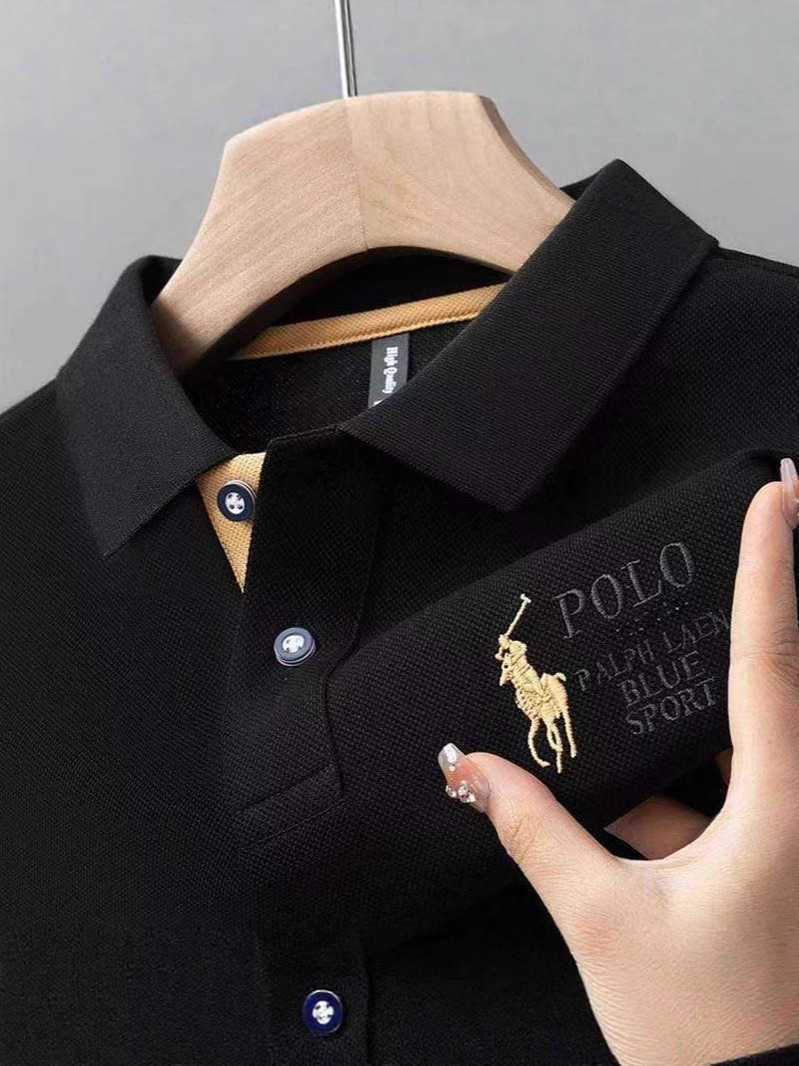 Summer new short-sleeve T-shirt high-end embroidered lapel polo business large size versatile half-sleeve mens shirt