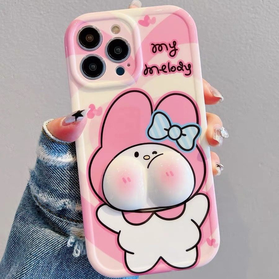 Stress-relief Squishy Cinnamoroll 15 Pro Max Case iPhone 14/13 My Melody 12/11 for Women