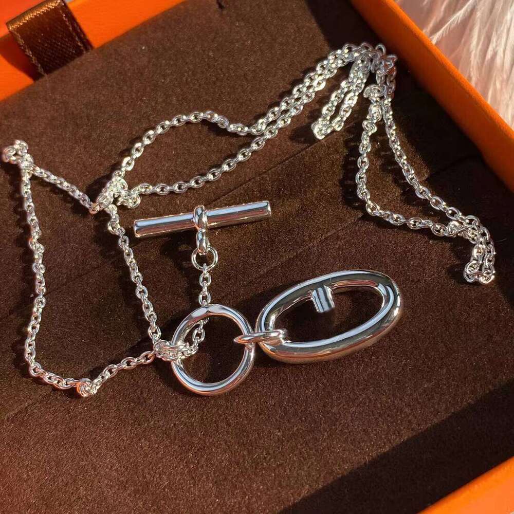 High-quality Luxury Designer Brand Jewelry H Letter Pig Nose OT Buckle Necklace Rose Gold Necklace for Women