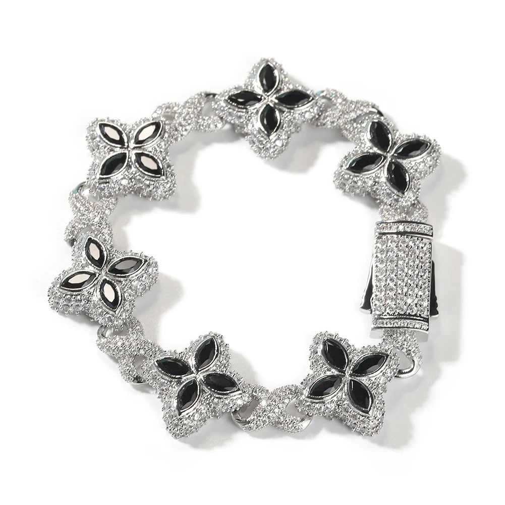 THE BLING KING Multi Color CZ Floral Inifinity Chain Bracelet Micro Paved Out 5A Cubic Zircon Clover Anklet Jewelry260603 - view 6