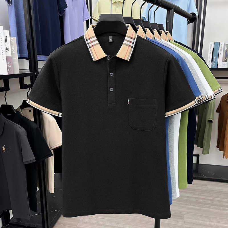 Casual comfortable trendy fashionable short-sleeved mens POLO shirt with a contrasting collar T-shirt for live streaming00