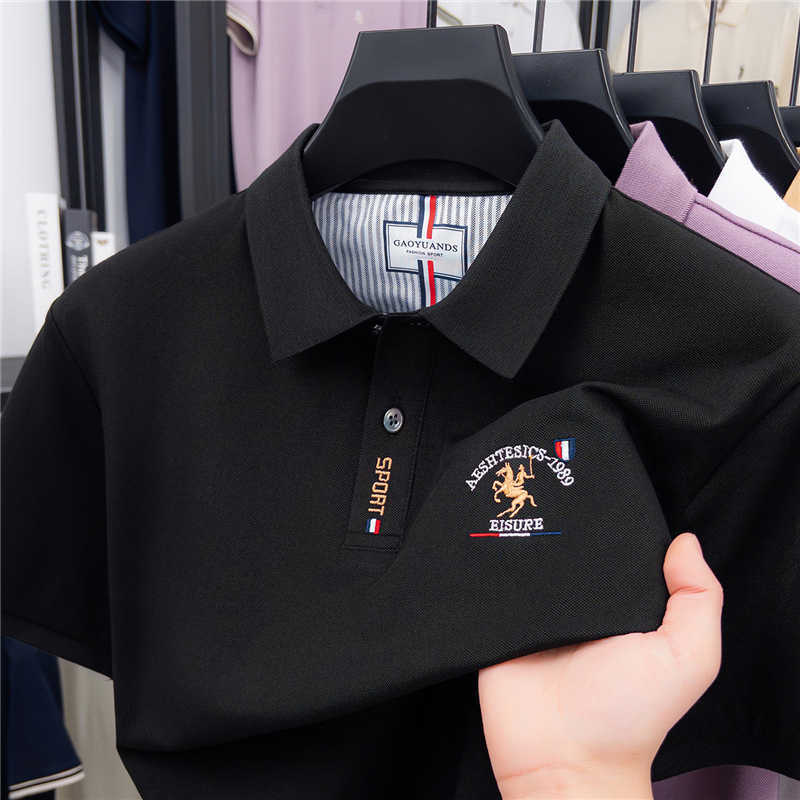 POLO shirt mens business casual short-sleeve t-shirt solid color embroidered tee half-sleeve top
