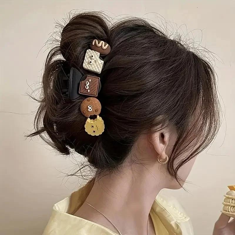 4Pcs Elegant Large Hair Claw Clips for Women Chic Wavy n with Color Accents Non-Slip Shark Clips Head Hair Accessories260528BJ - view 6