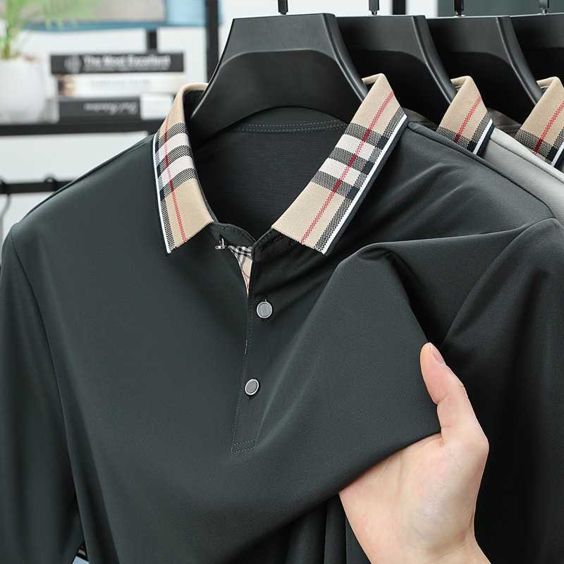 2026 Mens Summer Fashion Youth and Middle-Aged Turn-Down Collar Short-Sleeve T-Shirt New Ice Silk Half-Sleeve Polo Shirt