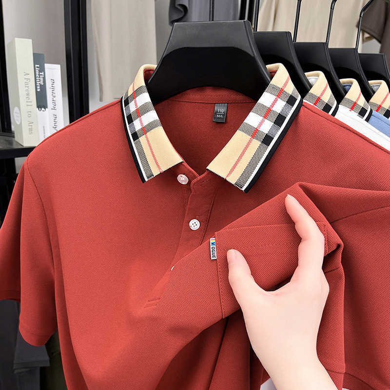Casual comfortable trendy fashionable short-sleeved mens POLO shirt with a contrasting collar T-shirt for live streaming