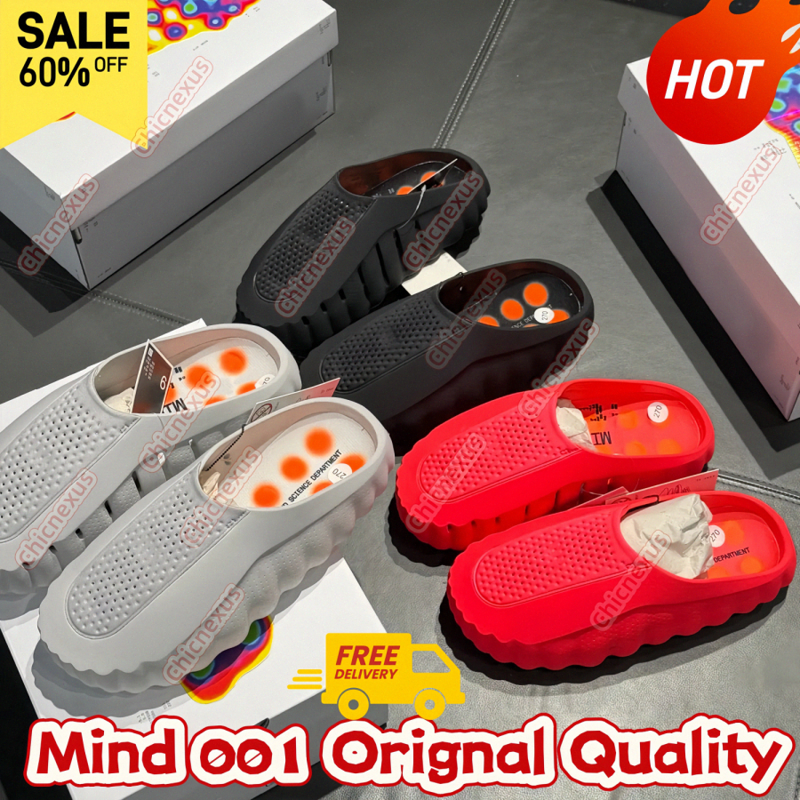 HQ4307-001 Mind 001 slides Restock Designer Sensory Slides With 22 Foam Nodes Mind Science Pre-game Post-workout Recovery Sandals Black Red Grey Reflexology Slippers