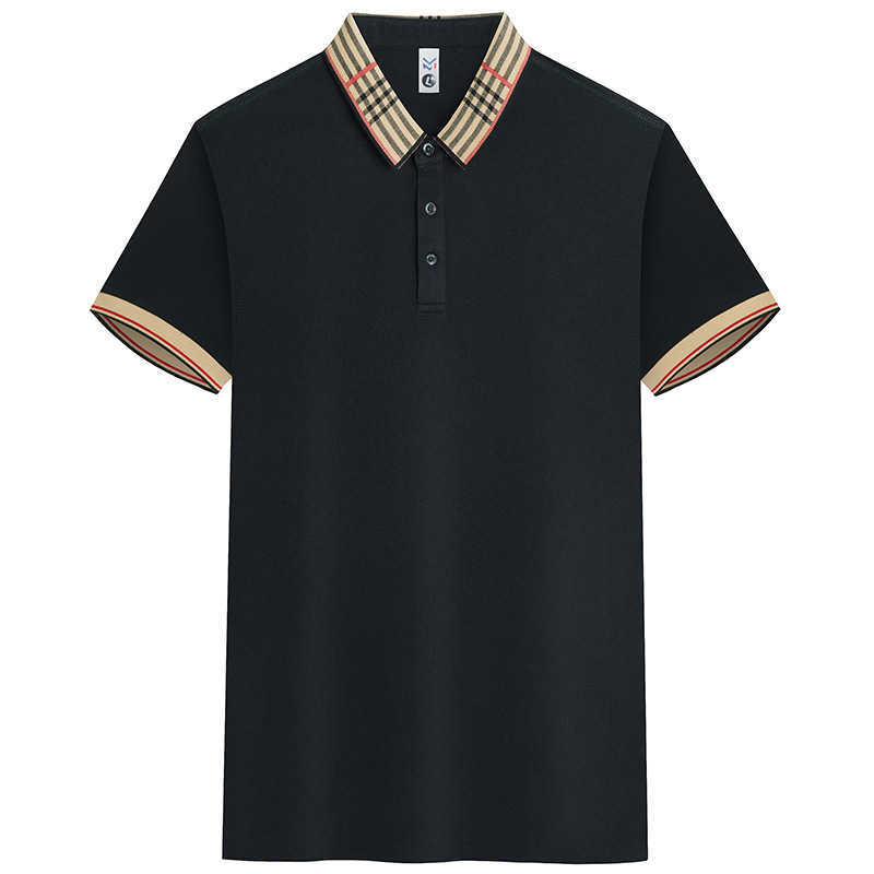 Summer Mens Short Sleeve Business Light Luxury Turn-Down Collar T-Shirt Breathable Casual Versatile Top Polo Shirt