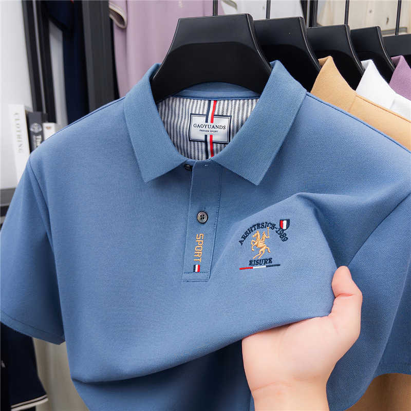 POLO shirt mens business casual short-sleeve t-shirt solid color embroidered tee half-sleeve top
