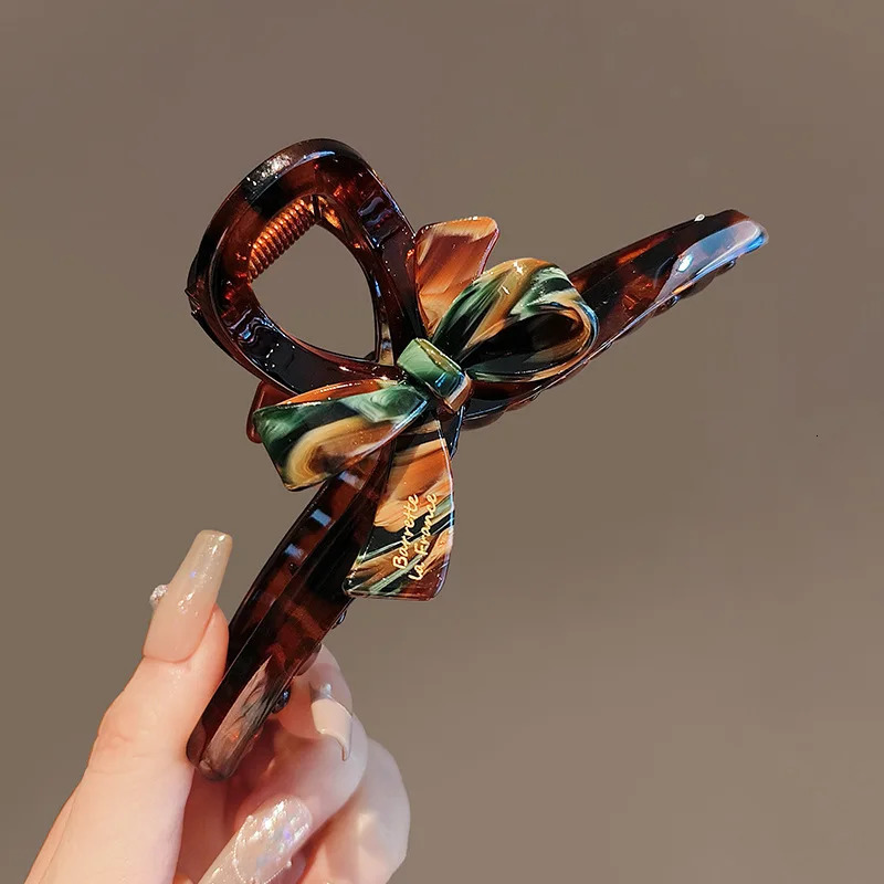 1/2pcs Enamel oil painting bow shark clip temperament high-end back of the head disc hair clip acrylic clip260528BJ