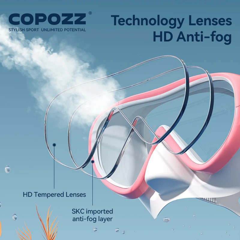 COPOZZ Professional Diving Mask Full Vision Mask Underwater Snorkel Mask Set Swimming Snorkel HD Anti Fog Diving Equipment 260603BJ - view 6