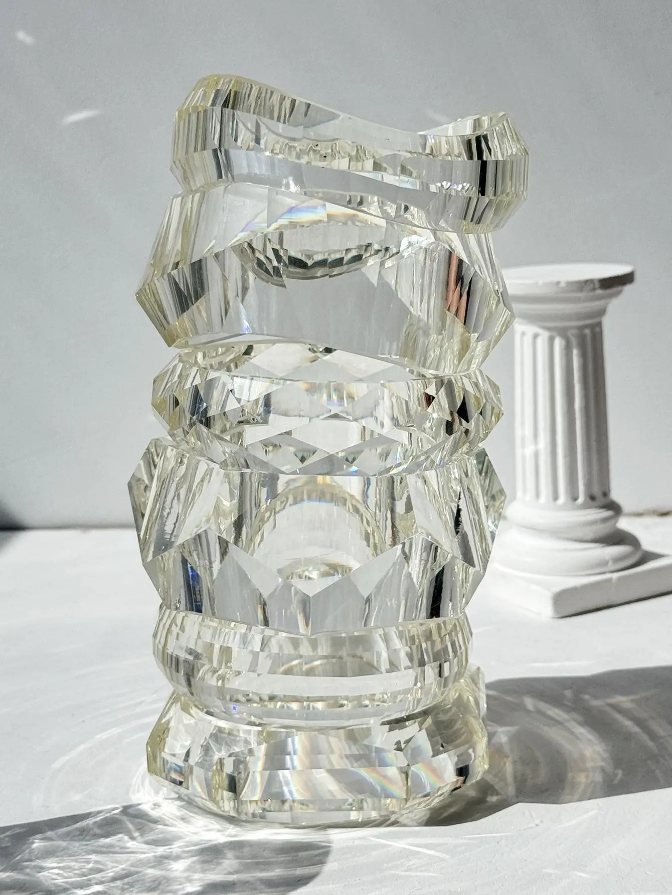 HUANZHI Vintage Transparent Resin Geometric Bangle Asymmetrical Wide Vintage Personalized Clear Bracelet Womens Jewelry Gift260528BJ - view 6