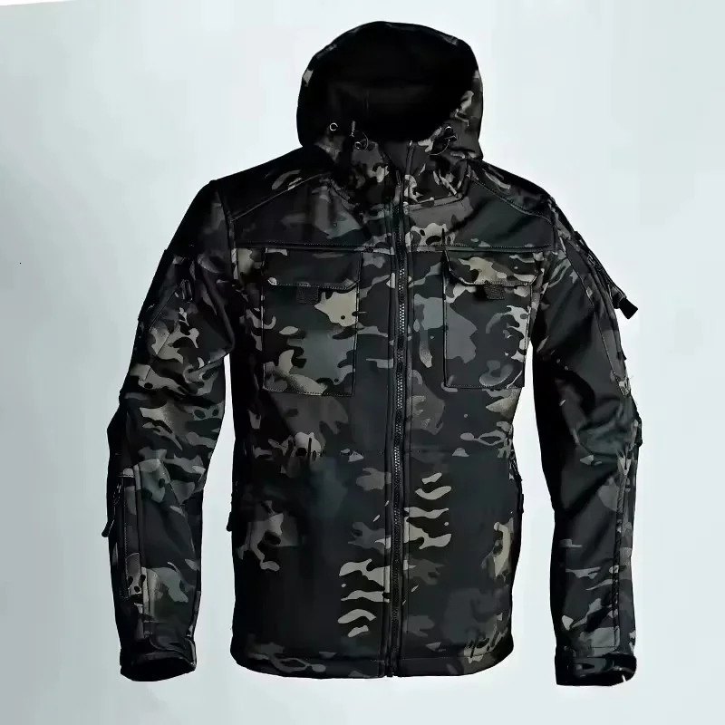 Autumn WinterTactical Jackets Men Military Soft Shell Waterproof Windproof Hooded Jacket Outdoor Functional Multipockets 260603 - view 5