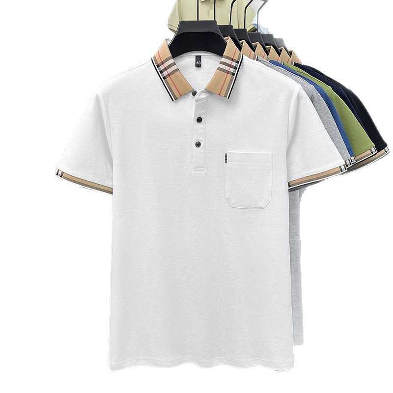 Casual comfortable trendy fashionable short-sleeved mens POLO shirt with a contrasting collar T-shirt for live streaming00