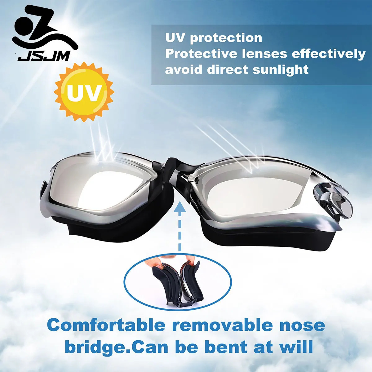 JSJM Professional Adult Antifog UV Protection Lens Men Women Swimming Goggles Waterproof Adjustable Silicone Swim Glasses 260622 - view 7