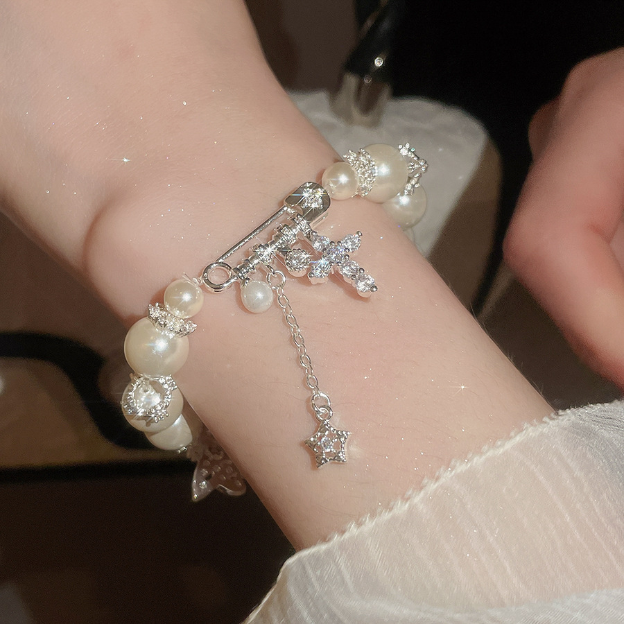 Zircon Bowknot Pearl Bracelet French Vintage Elegant Style Luxurious High-End Jewelry - view 5