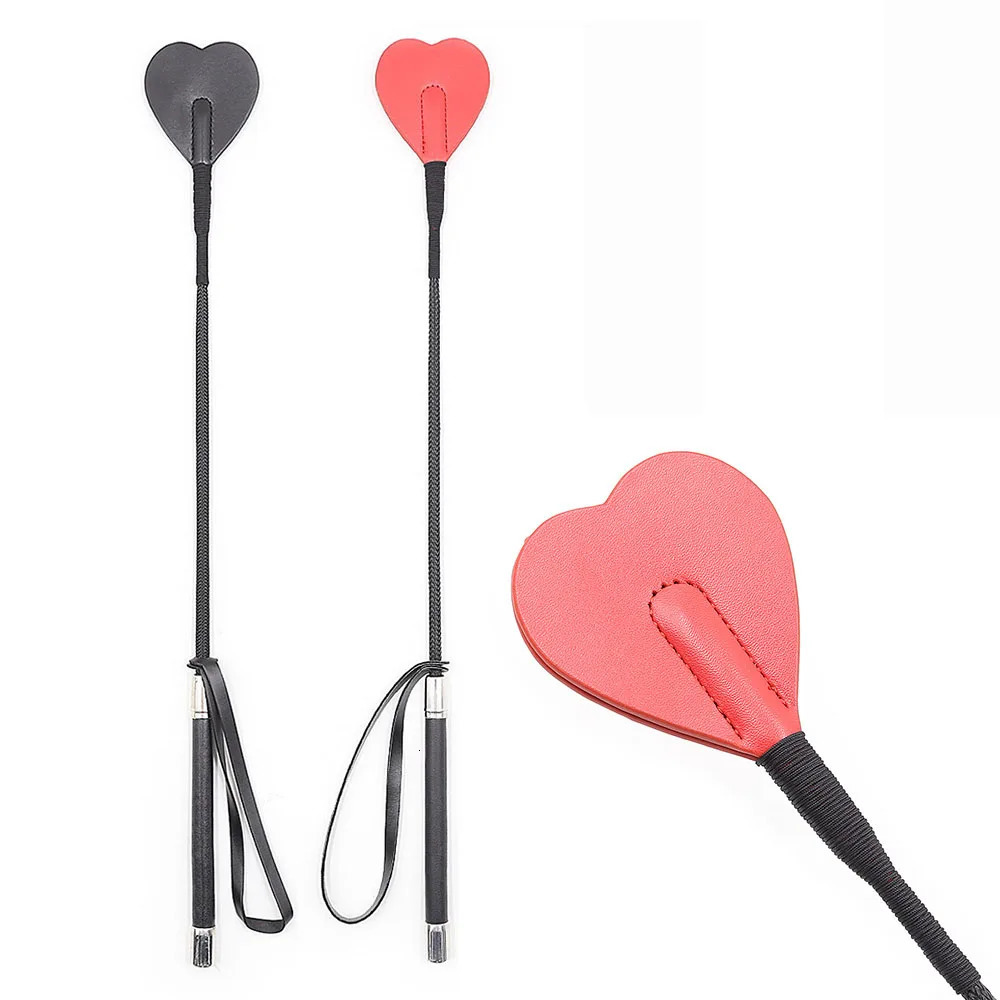 Riding Crop Whip Sex Toy 54CM BDSM Spanking Heart Paddle Slap Slave Flogger Fetish PU Leather Porn Adult Games 260602
