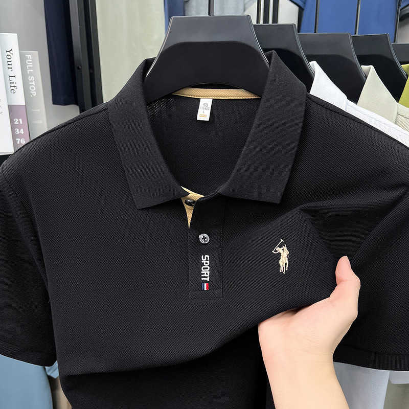 High-quality all-cotton POLO shirt short-sleeved summer new casual embroidered pullover short T-shirt for men