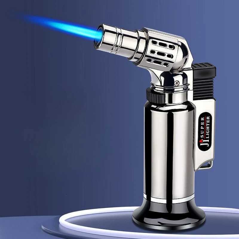 Hot Windproof Metal Turbine Gas Lighter Welding Gun Kitchen Cooking Adjustable Flame Powerf Spray Gun Cigar Lighter Men GiftsJ260603