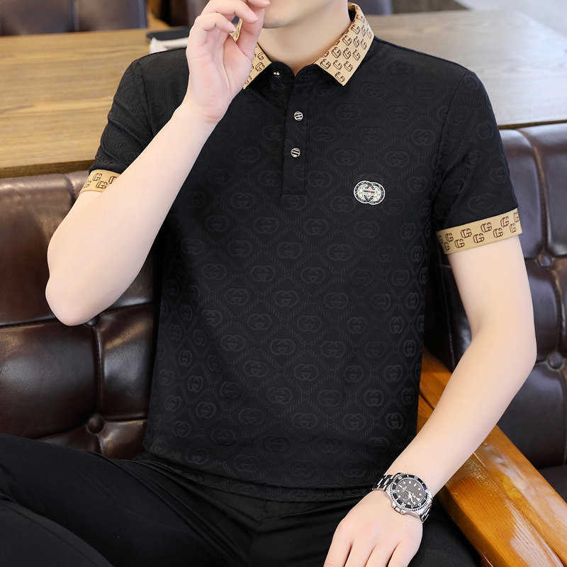 Summer Polo Shirt High-End Ice Silk Short T-Shirt Trendy Brand Thin Half Sleeve Tee Cool Youth Mens Top