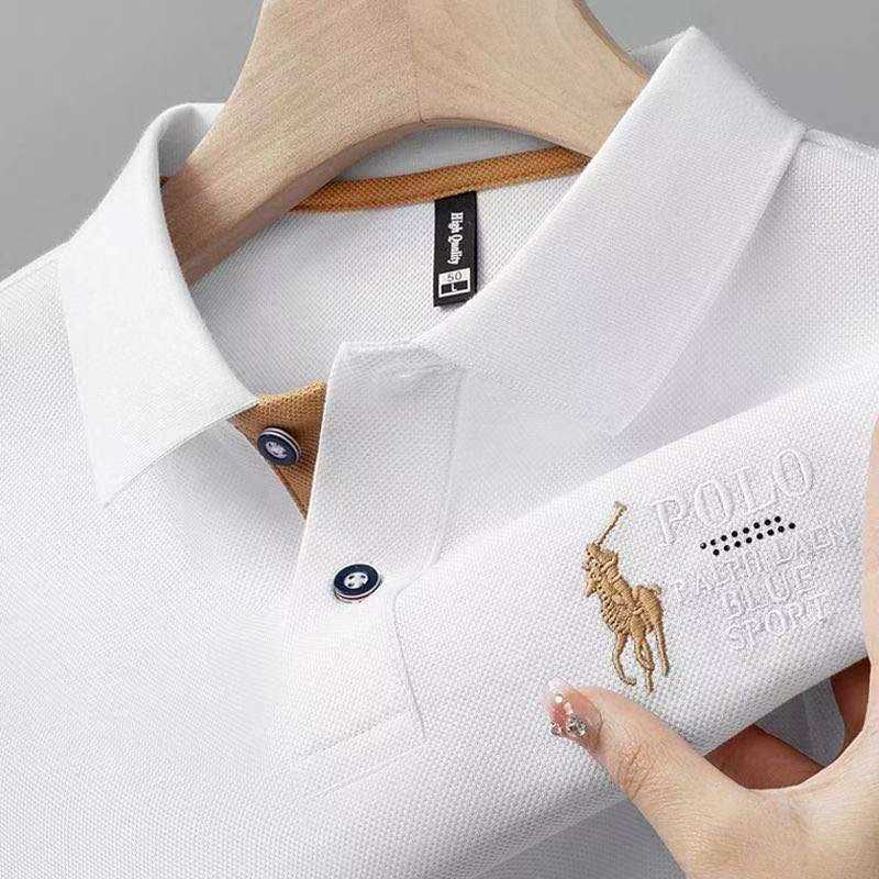 Summer new short-sleeve T-shirt high-end embroidered lapel polo business large size versatile half-sleeve mens shirt