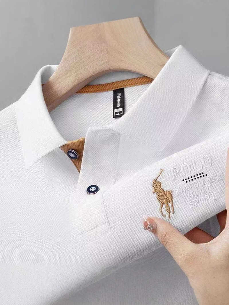 Summer new short-sleeve T-shirt high-end embroidered lapel polo business large size versatile half-sleeve mens shirt