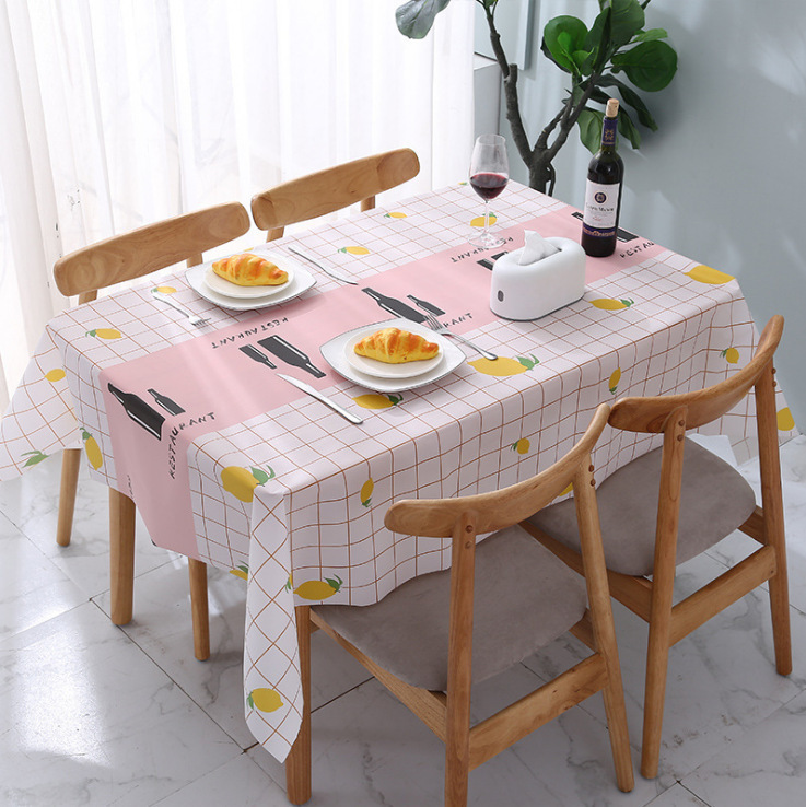 YL-38746 Custom Home Tablecloth, Simple Style, Dustproof, Waterproof, Oil-proof, Wash-free PVC Tablecloth with Checkered Pattern.