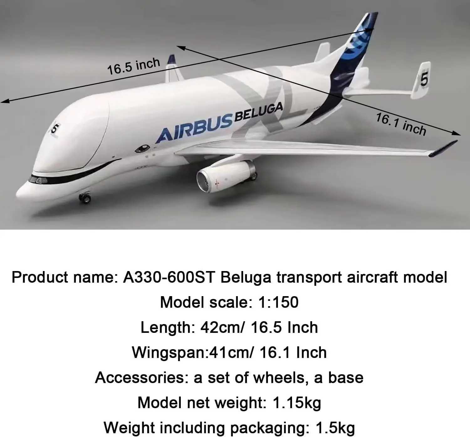 A330 Beluga Airways Scale Aircraft 20CM/42CM Alloy/Resin Die-cast airplanes decoration home Collectible Plane Model L2606038GJR - view 3