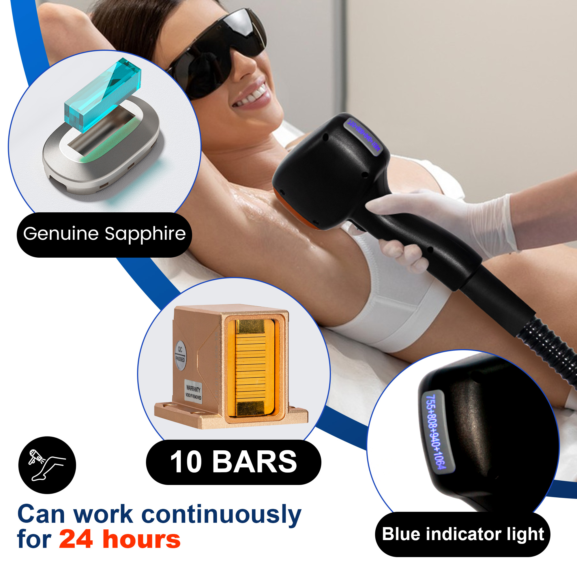 4 Wavelengths Diode Laser Hair Removal System 755nm 808nm 940nm 1064nm High Energy Stack Mode Painless Hair Reducer For Body Legs Face