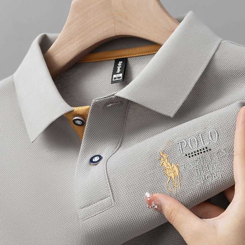 Summer Mens Polo Shirt Loose Embroidered Paul Casual New Short Sleeve Business T-Shirt