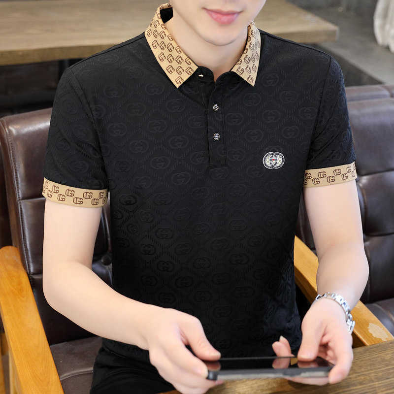 Summer Polo Shirt High-End Ice Silk Short T-Shirt Trendy Brand Thin Half Sleeve Tee Cool Youth Mens Top