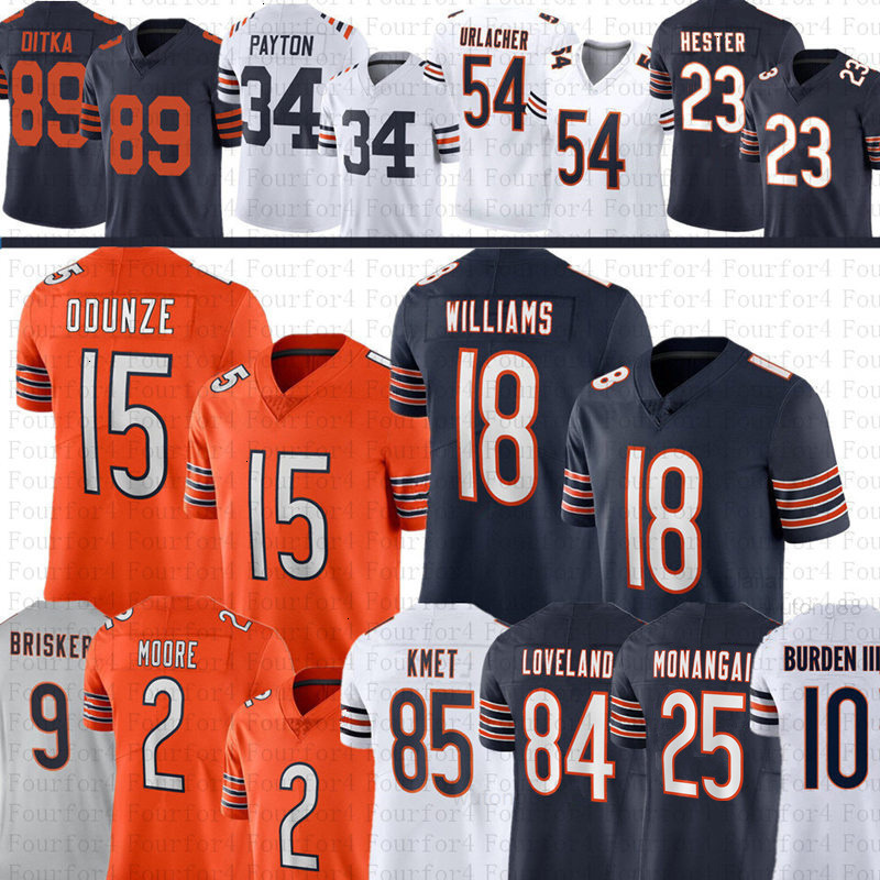 Caleb Williams Kyle Monangai Colston Loveland Football Jersey Rome Odunze DJ Moore Cole Kmet DAndre Swift Walter Payton Tory Taylor Urlacher Butkus Lu
