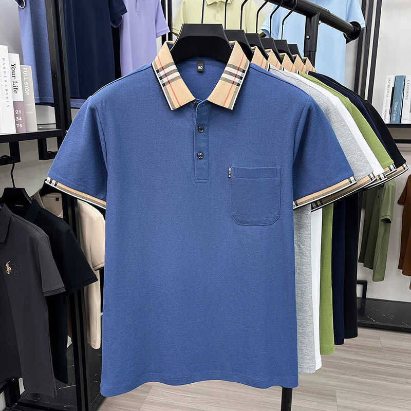 Casual comfortable trendy fashionable short-sleeved mens POLO shirt with a contrasting collar T-shirt for live streaming00