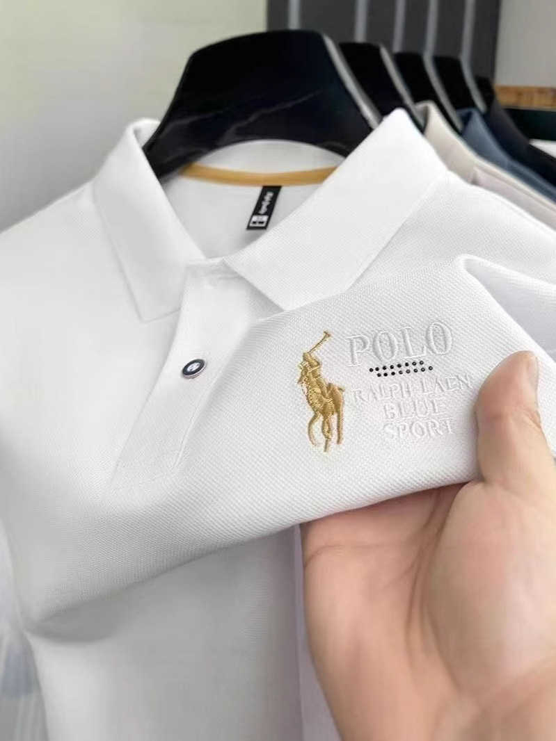 Summer new short-sleeve T-shirt high-end embroidered lapel polo business large size versatile half-sleeve mens shirt