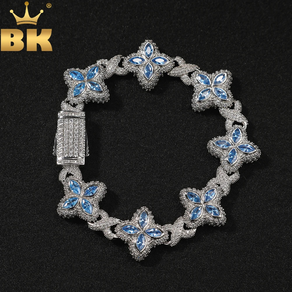 THE BLING KING Multi Color CZ Floral Inifinity Chain Bracelet Micro Paved Out 5A Cubic Zircon Clover Anklet Jewelry260603 - view 3