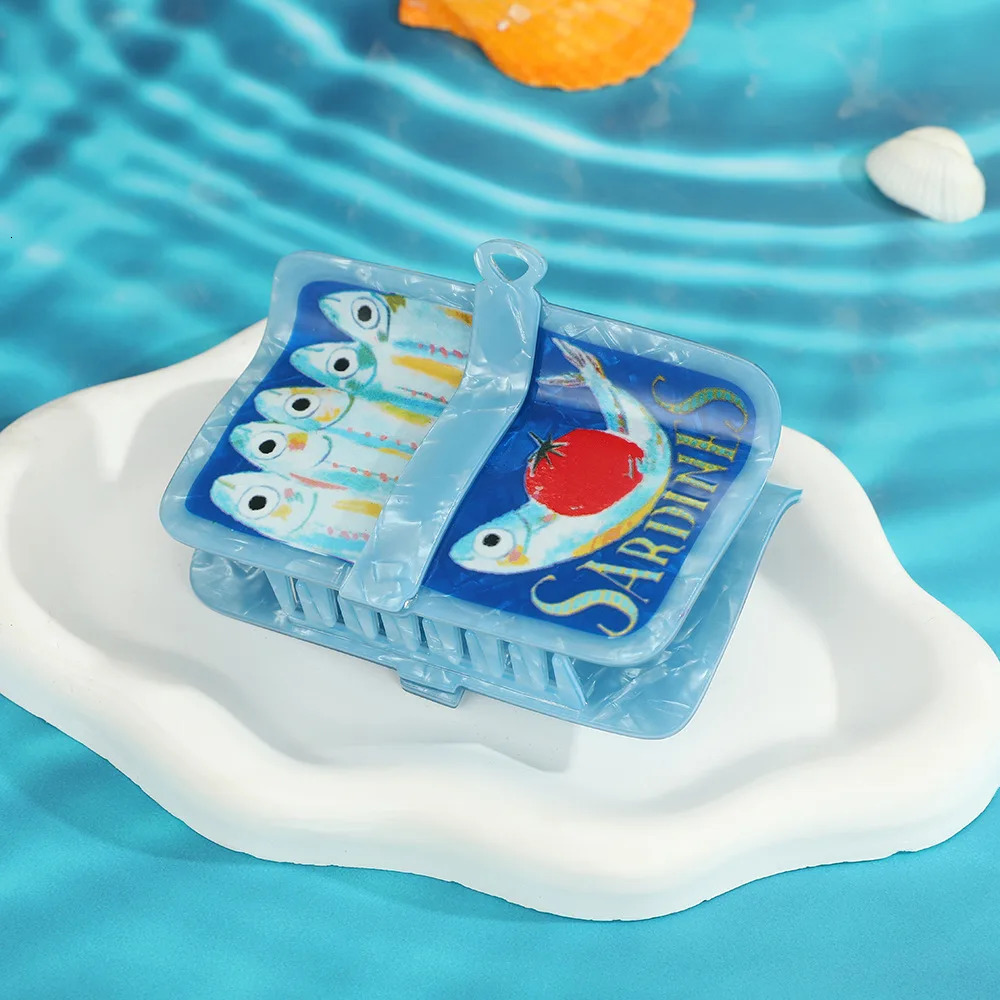 NC Creative Sardine Canned Hair Claw Acrylic Square Small Fish Claw Clips INS Trendy Hair Accessories for Women Girls260528BJ - view 4