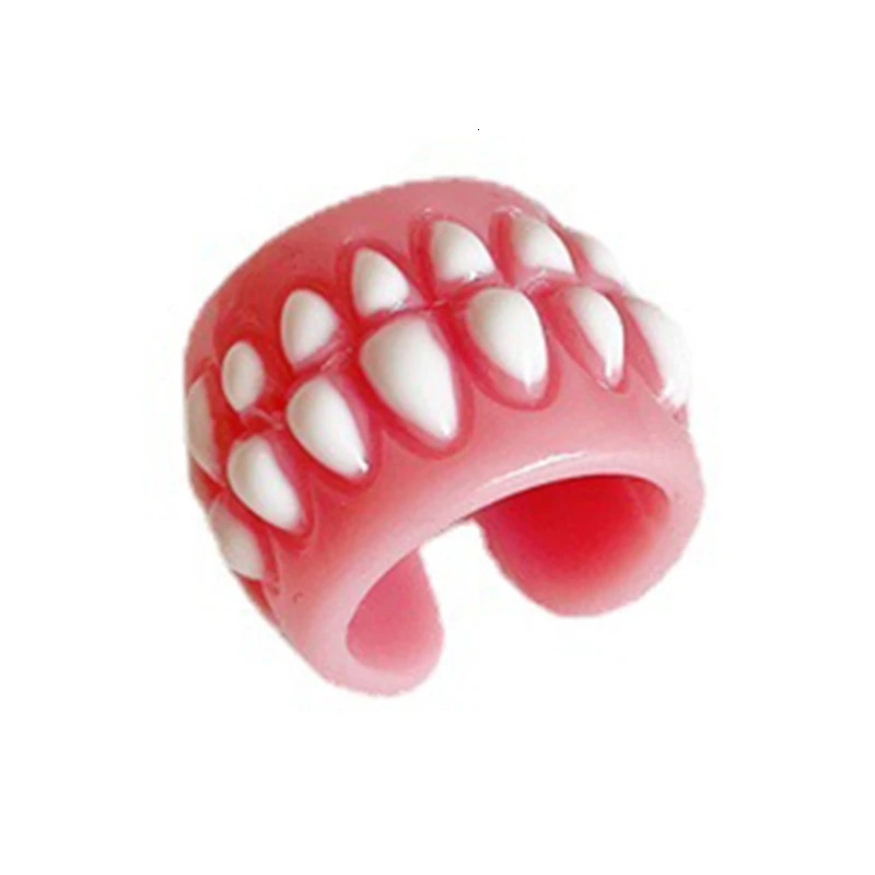 E0BF Punk Funny Colorful Acrylic Teeth Rings For Women Hip Hop Cartoon Teeth Mouth Ring Geometric Resin Ring Party Jewelry260528BJ - view 4