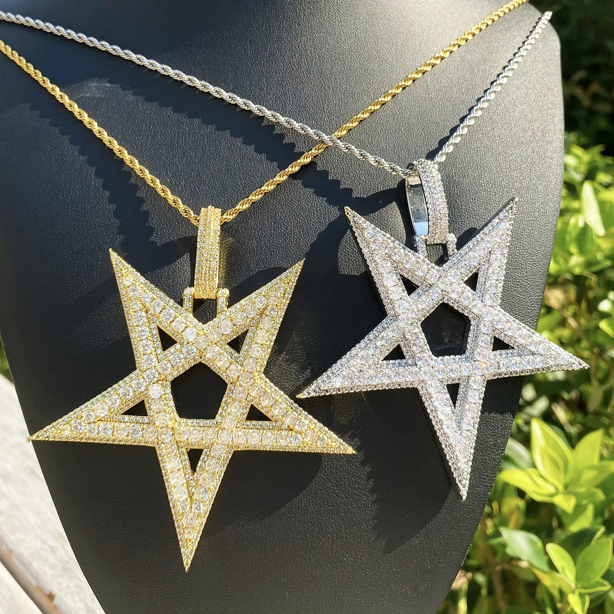 Aokaishen Iced Out Big Star Necklace Pendant for Men 5A Cubic Zirconia Prong Setting Hip Hop Jewelry 260602 - view 7